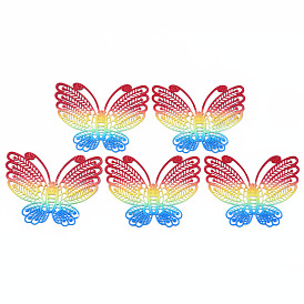 430 Stainless Steel Filigree Pendants, Spray Painted, Etched Metal Embellishments, Butterfly