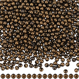800Pcs Brass Smooth Round Beads, Seamed Spacer Beads