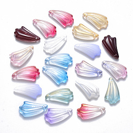 Transparent Glass Pendants, Mixed Style, Leaf