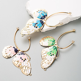 Colorful Butterfly Ear Cuff with Rhinestones for Women, Non-Pierced Earring Jewelry