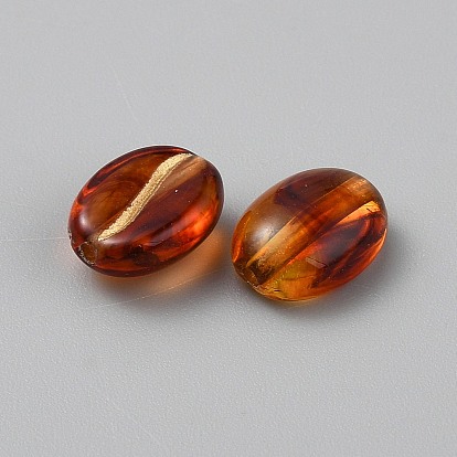 Прозрачные акриловые бусины, металла обвитые, кофейное зерно