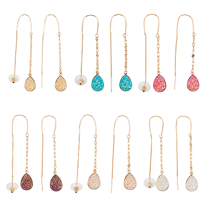 6 пары 6 цвета смоляные серьги-капли, серьги-капли из золотого сплава с длинными кисточками для женщин