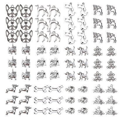Tibetan Style Alloy Puppy Pendants, Mixed Shapes