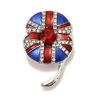 Alloy Brooches, with Rhinestone and Enamel, Flower