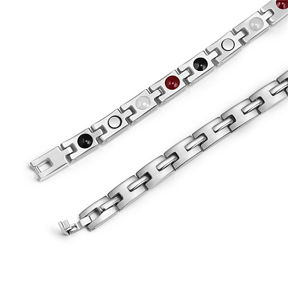 SHEGRACE Stainless Steel Panther Chain Watch Band Bracelets, with Crystal Rhinestone and Watch Band Clasps