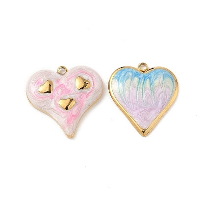 304 нержавеющей стальной эмали подвески, сердце прелести, ионное покрытие (ip), реальный 18 k позолоченный