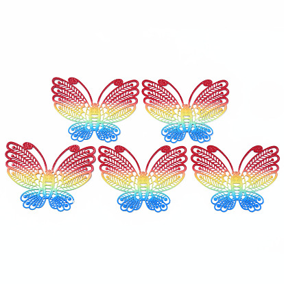430 Stainless Steel Filigree Pendants, Spray Painted, Etched Metal Embellishments, Butterfly