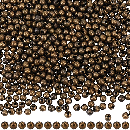 800Pcs Brass Smooth Round Beads, Seamed Spacer Beads