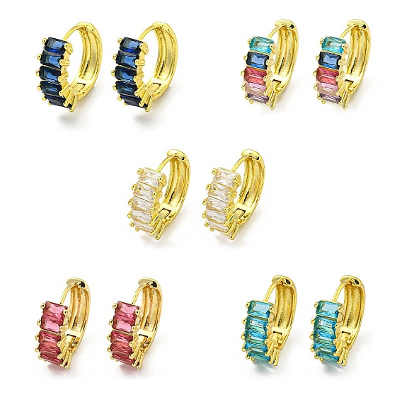 Серьги-кольца из латуни с микропаве из кубического циркония, реальный 18 k позолоченный