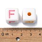 Opaque Acrylic Beads, AB Color, Cube with Letter A~Z