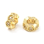 Brass Micro Pave Cubic Zirconia European Beads, Large Hole Beads, Long-Lasting Plated, Lead Free & Cadmium Free, Hexagon