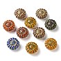 Handmade Lampwork Beads, Sunflower, Golden Metal Enlaced