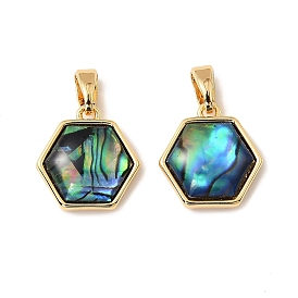 Натуральные шестиугольные подвески из ракушек пауа, с латунной