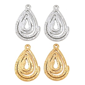 304 Stainless Steel Pendants, Texture Teardrop Charms, Ion Plating(IP)