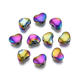 Rack Plating Rainbow Color Alloy Beads, Cadmium Free & Nickel Free & Lead Free, Heart