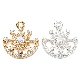 Breloques en laiton zircon cubique transparent, flocon de neige avec breloques lune