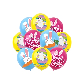 Oval with Rabbit Pattern Latex Inflatable Balloon, for Easter Party Background Decoration