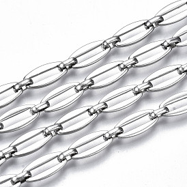 304 Stainless Steel Link Chains, with Spool, Unwelded, Nickel Free, Oval