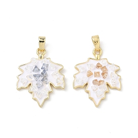 Латунь эмаль подвески, лист, со стеклом, реальный 18 k позолоченный