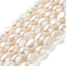 Brins de perles de culture d'eau douce naturelles, poli des deux côtés, Note 6 un