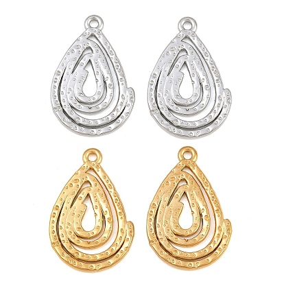 304 Stainless Steel Pendants, Texture Teardrop Charms, Ion Plating(IP)