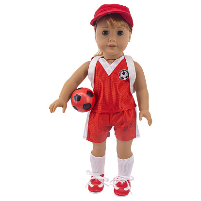 Fábrica de China Trajes deportivos de muñeca de tela de fútbol de piezas, trajes de ropa de muñeca, Apto para muñecas American Girl de 18 pulgadas. 310x235x140 mm a granel en