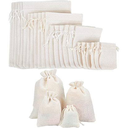 40шт. 4 размеры полиэстер имитация мешковины упаковочные мешки сумки с завязками