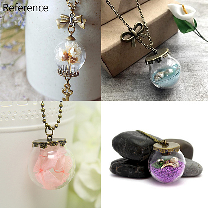 DIY Globe Bubble Cover Pendants Making, with Iron Bead Cap Pendant Bails and Transparent Handmade Blown Glass Beads