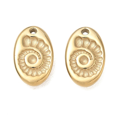 304 Stainless Steel Pendants, Oval with Conch Shell Shape Charms