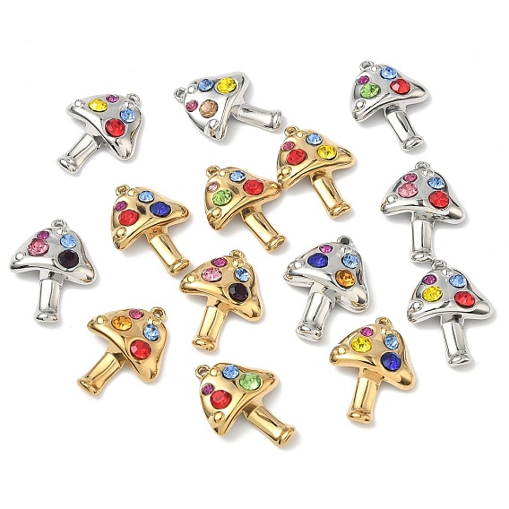 304 из нержавеющей стали горный хрусталь подвески, грибные прелести, ионное покрытие (ip)