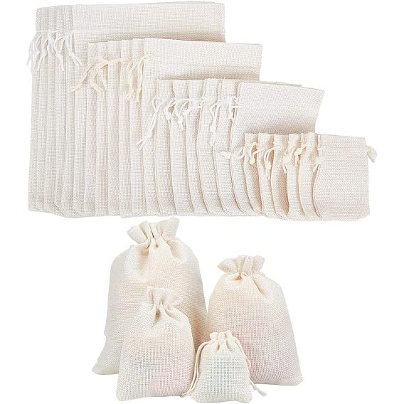 40шт. 4 размеры полиэстер имитация мешковины упаковочные мешки сумки с завязками