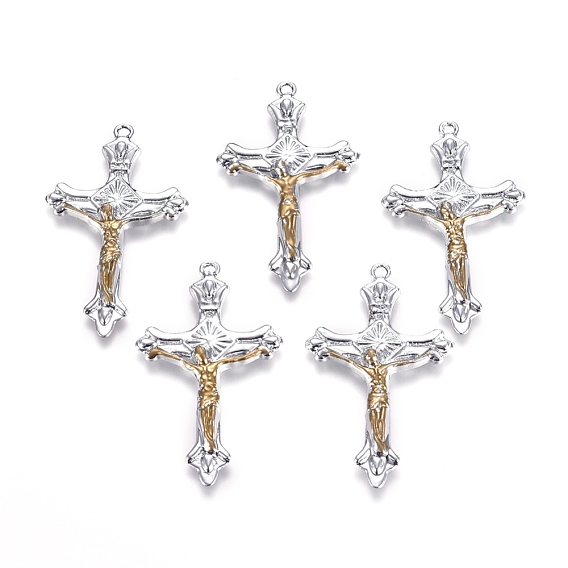 Alliage crucifix pendentifs croix, pour Pâques, 41x25x3.5mm, Trou: 2mm