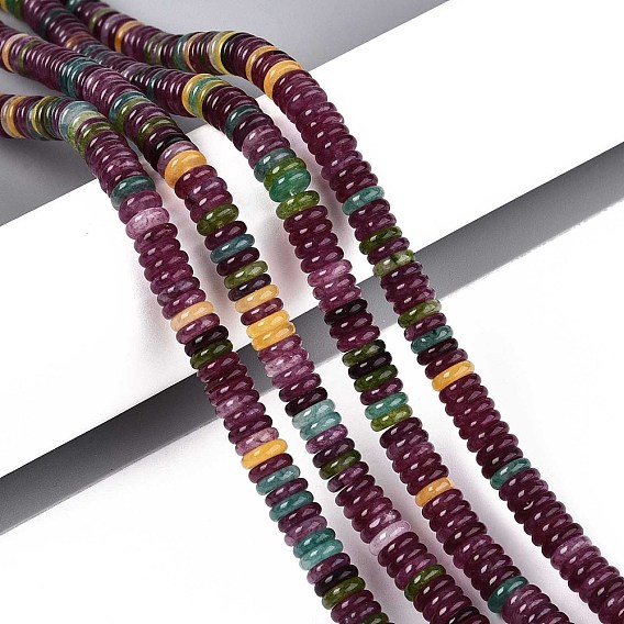 Окрашенные природные белый нефрит бисер пряди, рондель