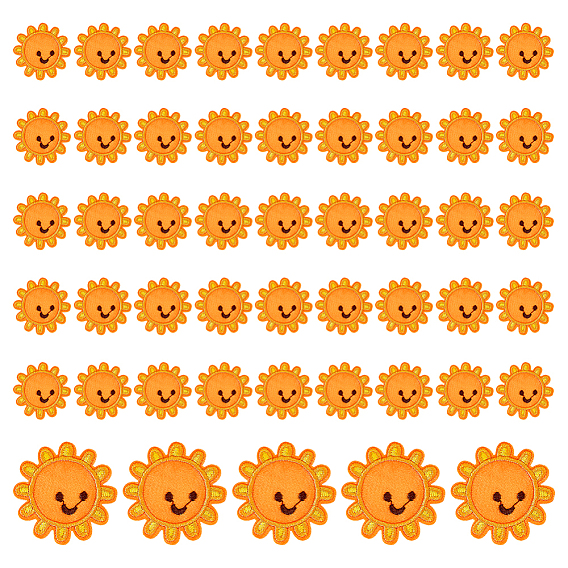 50шт. нашивки из ткани с компьютерной вышивкой в виде солнца с улыбающимся лицом, наклеить патч, аксессуары для костюма, аппликация