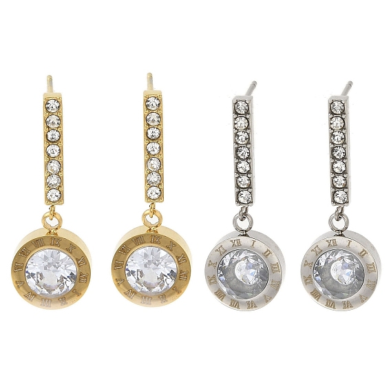 Ионное покрытие (ip) 304 серьги-гвоздики из нержавеющей стали со стразами и прозрачным кубическим цирконием для женщин, плоско-круглые, 303 подвески из нержавеющей стали