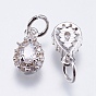 Brass Micro Pave Cubic Zirconia Charms, Cadmium Free & Lead Free, Drop