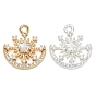 Brass Micro Pave Clear Cubic Zirconia Charms, Snowflake with Moon Charms