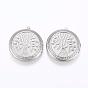 304 подвески из нержавеющей стали Locket, фото прелести рамка для ожерелья, плоские круглые с дерева жизни