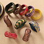 Engraved Wood Wavy Wide Bangles for Women