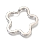 304 Stainless Steel Split Key Rings, Keychain Clasp Findings, Flower