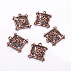 Подвески из сплава , без свинца и без кадмия, Прямоугольник с цветком