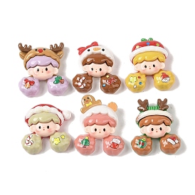 Christmas Opaque Resin Decoden Cabochons, Lovely Girl