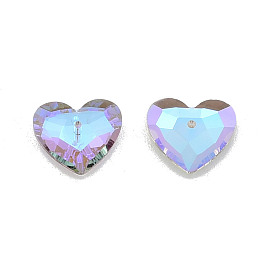 Electroplate Faceted Glass Pendants, Heart