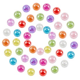 Bubblegum AB Color Transparent Crackle Acrylic Beads, Round
