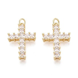Религиозные латунные подвески с микропаве из прозрачного кубического циркония, крест прелести