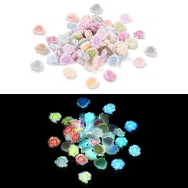 Luminous Resin Decoden Cabochons, Glow in the Dark, Two Tone Flower