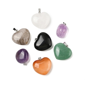 Природных драгоценных камней подвески, подвески в форме сердца с застежкой-молнией из нержавеющей стали, цвет нержавеющей стали