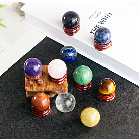 Natural Gemstone Display Decorations(Excluding Wooden Base), Gemstone Sphere, Round