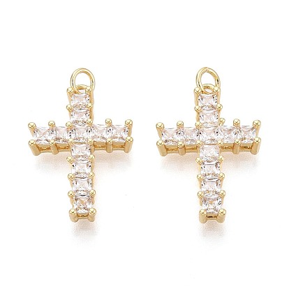 Религиозные латунные подвески с микропаве из прозрачного кубического циркония, крест прелести