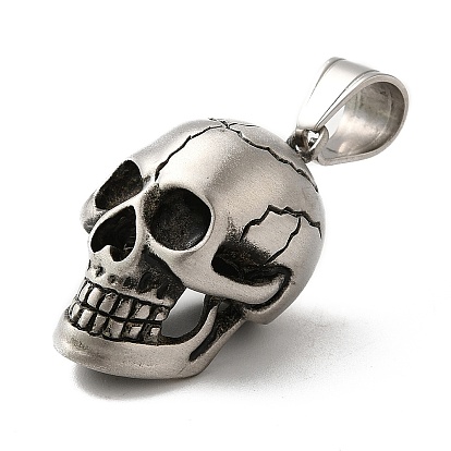 304 Stainless Steel Pendants, Skull Charm